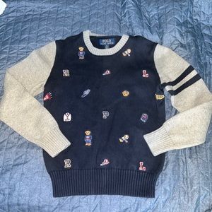 Polo Ralph Lauren Sweater Navy Grey Kids Size Medium